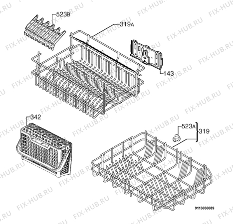Взрыв-схема посудомоечной машины Electra ESL45010 - Схема узла Basket 160